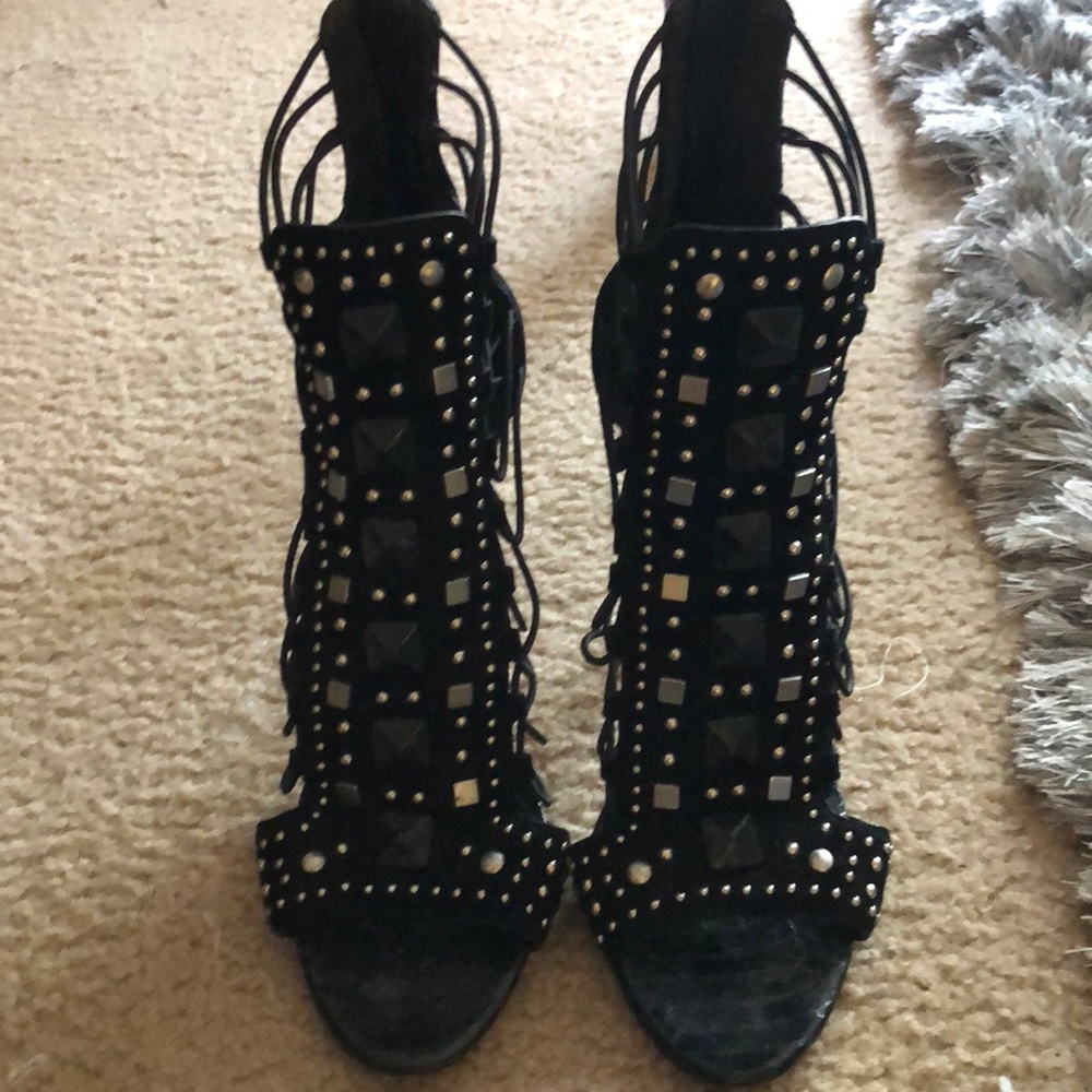 Brian Atwood studded lace up sandals